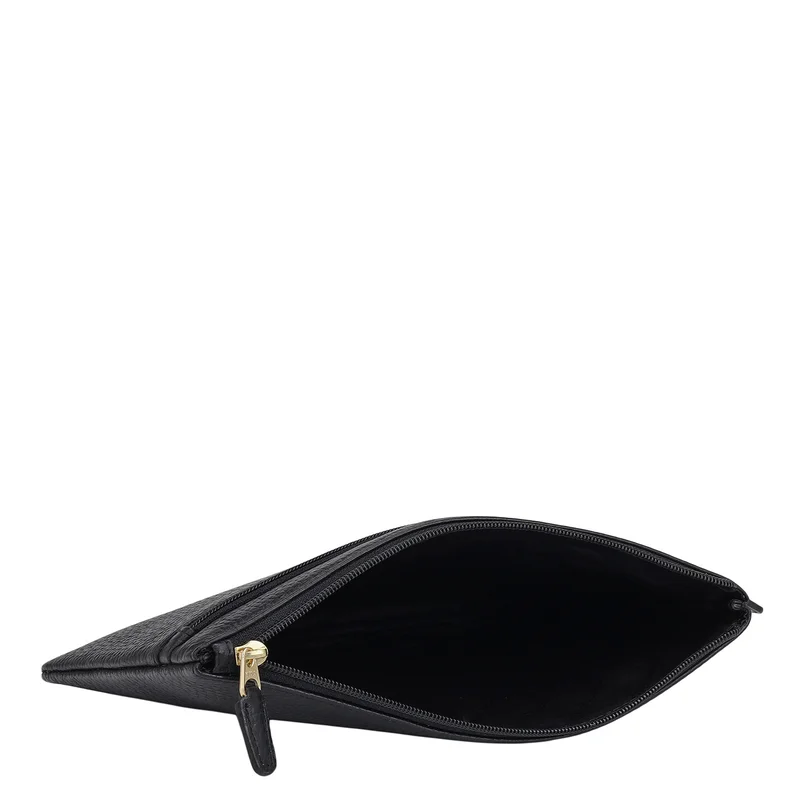 Da Milano Black Wax Leather Multi Pouch - Black  | Best Price UAE